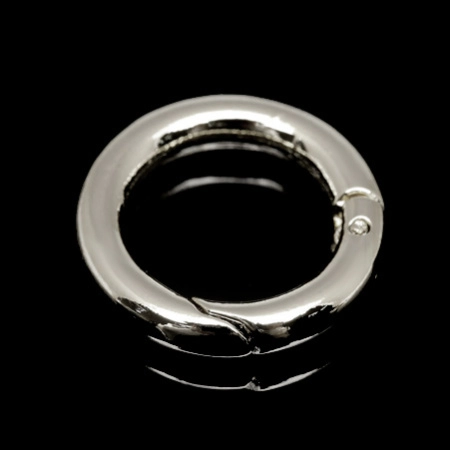 Застежка, 20х3.5мм, Корея, круглый карабин, базовый материал - латунь, под родий, 1 шт.