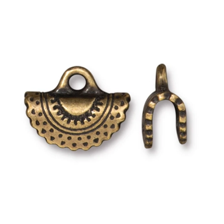Концевики, 15х12мм (ширина 15мм), TierraCast, зажимы для ленты, кружевные, базовый материал - оловянный сплав, бронзовые с чернением, пара