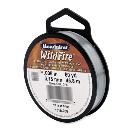 Нить для бисероплетения, 0.15мм, Beadalon WildFire, серая, катушка, 45 метров Нить для бисероплетения, 0.15мм, Beadalon WildFire, серая, катушка, 45 метров