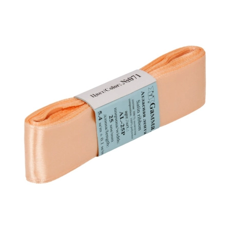 Лента атласная, Gaммa, 25мм, светло-оранжевая №071, моток, 5 метров