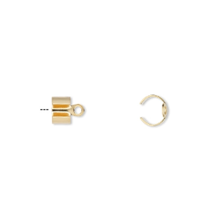 Концевики, 11х9мм (внутренний размер 7.5мм), обжимные, базовый материал - сталь, позолоченные, пара