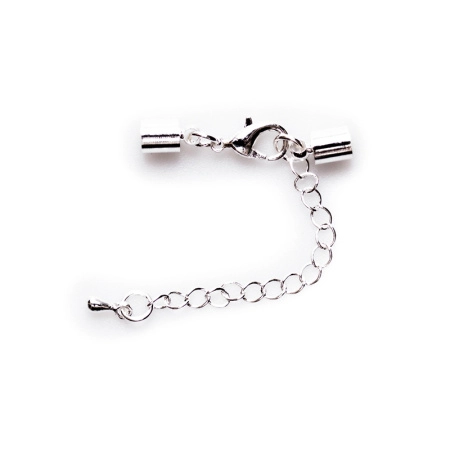 <p>Набор для окончания украшения на шнуре с круглым сечением или из бижутерной сетки. В набор входят клеевые концевики, к одному концевику прикреплена застежка карабин (лобстер), к другому - цепочка-удлинитель длиной 4.5 см. и декоративной капелькой на конце. Цвет под серебро. Оттенок может отличаться от фотографии и в разных поставках. Цена за 1 набор.</p><p>ВНИМАНИЕ: На покрытии возможны царапинки, пятнышки, пузырьки.</p>