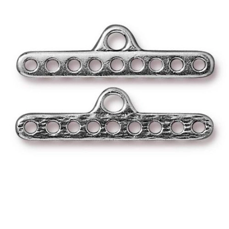 Соединитель-переходник, 28х8мм, TierraCast, на девять отверстий, базовый материал - оловянный сплав, под античное серебро, 2 шт.