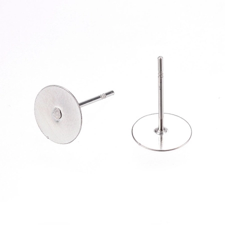 Пусеты, 8мм, с платформой, базовый материал - хирургическая сталь, без покрытия, пара Пусеты, 8мм, с платформой, базовый материал - хирургическая сталь, без покрытия, пара