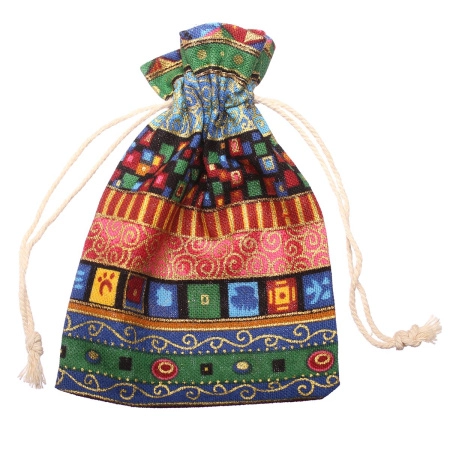 Мешочек холщовый, 13х10см, Этника, в красно-зелено-голубых тонах, 2 шт.