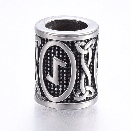 Бусина металлическая, 16х13мм, Руна Эйваз, базовый материал - нержавеющая сталь, без покрытия, с чернением, 1 шт.