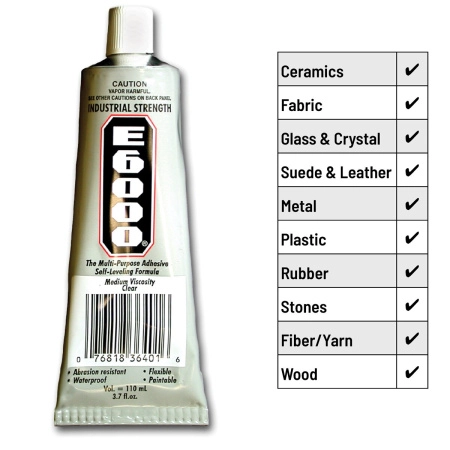 <p>
Универсальный прозрачный клей Е6000. Клей оригинальный, произведен в США. Подходит для ткани, металла, дерева, стекла, керамики и других материалов в любом сочетании. Клей довольно густой, удобен в работе при создании бижутерии. Дизайн упаковки может немного отличаться от фотографии и от партии к партии. Тюбик может быть помят. Цена за 1 тюбик 109.4 мл (3.7 fl. oz.).
</p>