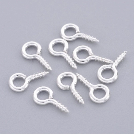 Штифт вкручивающийся, 10х5мм, с петелькой, базовый материал - железо, серебристого цвета, 10 грамм