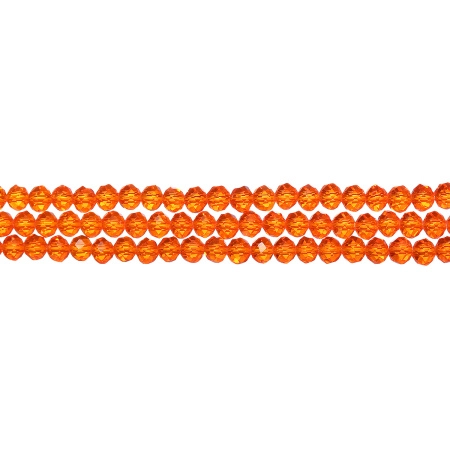 Бусины стеклянные, 4х3.5мм, граненые, рондели, оранжевые, 150 шт., низка