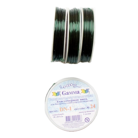 Нить - резинка для браслетов, 1мм, темно-зеленая, катушка, 18 метров Нить - резинка для браслетов, 1мм, темно-зеленая, катушка, 18 метров