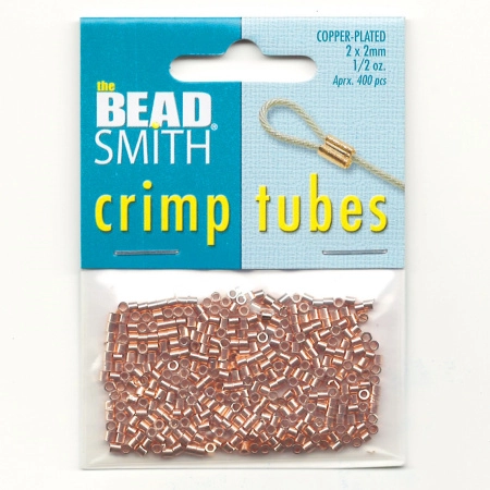 Кримпы, 2х2мм, Bead Smith, трубочки, базовый материал - латунь, яркая медь, около 400 шт.