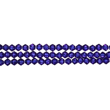 Бусины стеклянные, 4-5мм, граненые, биконусы, темно-синие, 90 шт., низка <p>Бюджетные стеклянные граненые бусины - биконусы темно-синего цвета. Бусины могут немного отличаться по форме и размеру. Оттенок может немного отличаться от фото. Цена за низку около 90 бусин. Низки формируются без проверки каждой бусины на дефекты.</p>