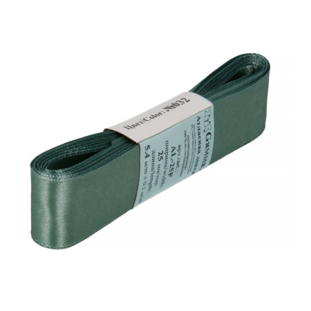 Лента атласная, Gaммa, 25мм, сине-зеленая №032, моток, 5 метров