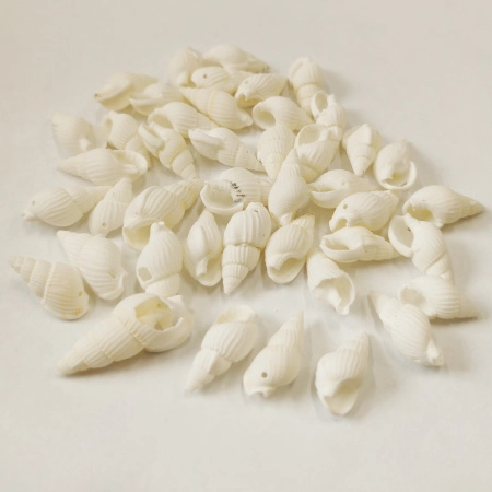 <p>Подвеска из натуральной тонированной веретенообразной раковины. У отверстия возможны небольшие сколы, отверстие может быть смещено относительно центра. Размеры варьируются от 12*7 до 35*15мм. Цвет белый, возможны желтоватые участки, тёмные пятнышки. Оттенок может отличаться от фотографии и в разных поставках. Попадаются ракушки со сколами. Цена за 30 грамм (около 40-60 штук в зависимости от размера, фасуются без проверки на дефекты и без подбора по размеру).</p>