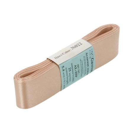 Лента атласная, Gaммa, 25мм, бежевая №022, моток, 5 метров