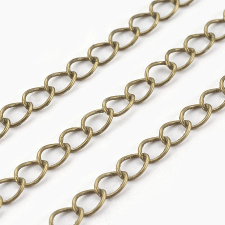 Цепочка отрезная (без замка), 4х2.5мм, витая, базовый материал - латунь, бронзового цвета, 2 метра