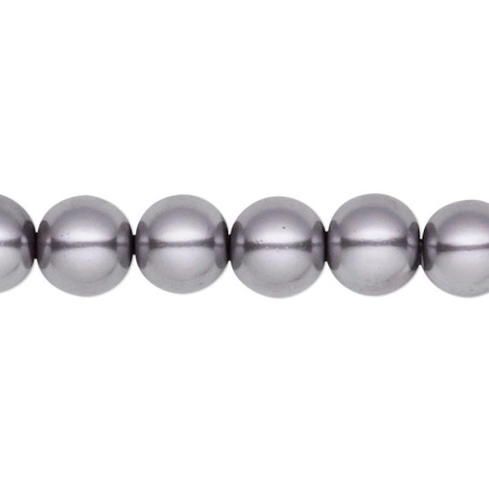 Бусина стеклянная, 8-9мм, жемчуг искусственный, темно-серый, 50 шт., низка