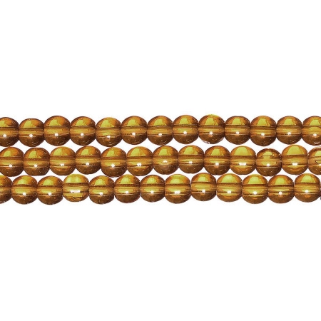 Бусины стеклянные, 6мм, янтарно-коричневые, 45 шт., низка