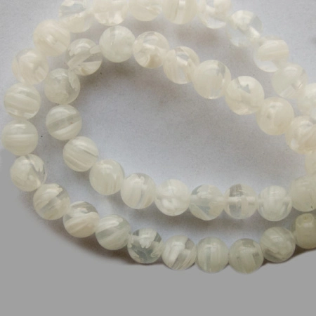 Бусины миллефиори, 6мм, белые, 65 шт., низка