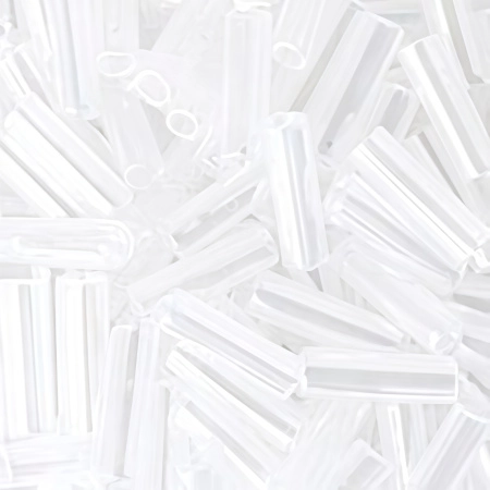 Бисер TOHO Bugle, размер 9мм, цвет #141 (Цейлон, снежный), 10 грамм