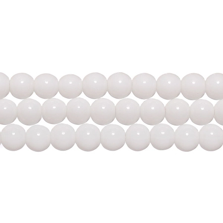 Бусины стеклянные, 8мм, белые, 40 шт., низка