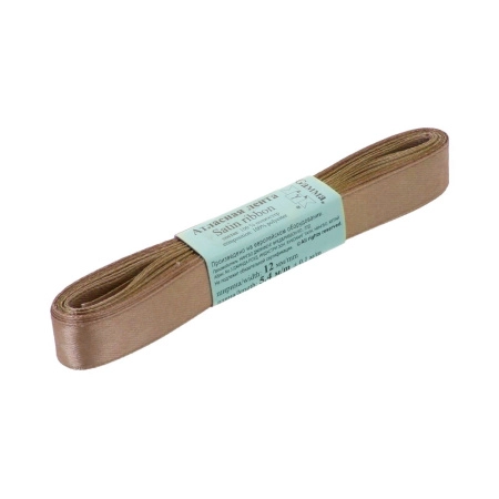 Лента атласная, Gaммa, 12мм, пепельно-каштановая №146, моток, 5 метров