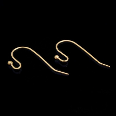 Швензы открытые, 13мм, Корея, с шариком, базовый материал - латунь, матовые позолоченные, 2 пары, УЦЕНКА