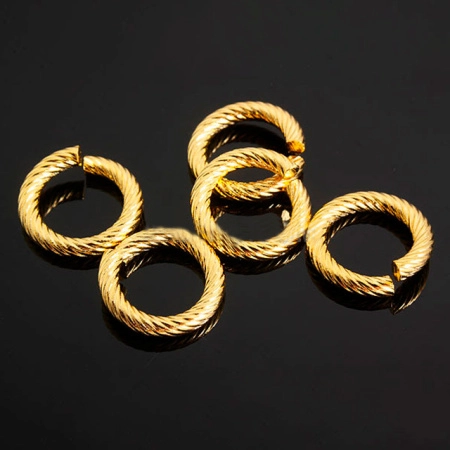 Соединительное колечко, 12мм (толщина 2.0мм, внутренний размер 8мм), витое, Корея, базовый материал - сталь, позолоченное, 4 шт.