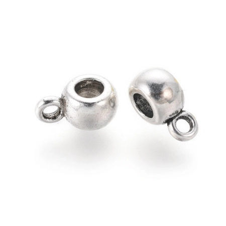 Держатель, 9х4мм, бочонок гладкий, базовый материал - цинковый сплав, стиль тибетское серебро, 5 грамм