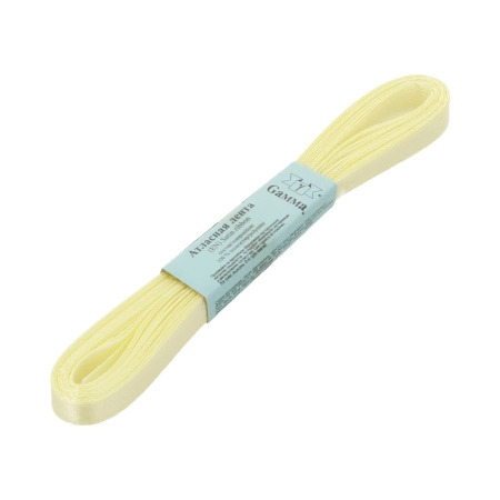 Лента атласная, Gaммa, 6мм, светло-желтая №009, моток, 5 метров