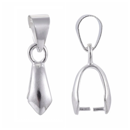 Держатель, 22х5мм, зажимной, с подвижной петелькой, базовый материал - латунь, серебристого цвета, 1 шт.