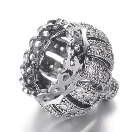 Цилиндр, 16х15мм (внутренний размер 11мм), Milano, Корона с фианитами, базовый материал - латунь, под родий, 1 шт., УЦЕНКА <p>Фурнитура для бижутерии Милано класса люкс (MILANO LUX). Солидный, качественный компонент для бижутерии - корона. Может использоваться как бусина, колпачок (концевик) для бисерных жгутов или шапочка для кисточки. По нижнему краю имеется 16 отверстий. Инкрустация 48 фианитами (оттенок некоторых фианитов может отличаться). Оттенок может отличаться от фотографии и в разных поставках. Цена за 1 шт.</p>
<p> УЦЕНКА: наплывы металла, пятна, заусенцы, неровности, в некоторых слотах могут отсутствовать фианиты, лишний металл у отверстий, цилиндр может быть немного неровным относительно оси, или быть слегка погнутым по краю; возможно наличие фианитов другого оттенка, фианиты могут быть мутными или иметь желтоватый оттенок.</p>