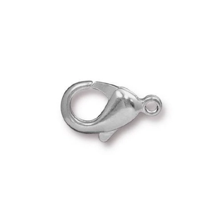 Застежка, 15х9мм, TierraCast, карабин, базовый материал - латунь, покрытие - белая бронза (цвет под родий), 1 шт.