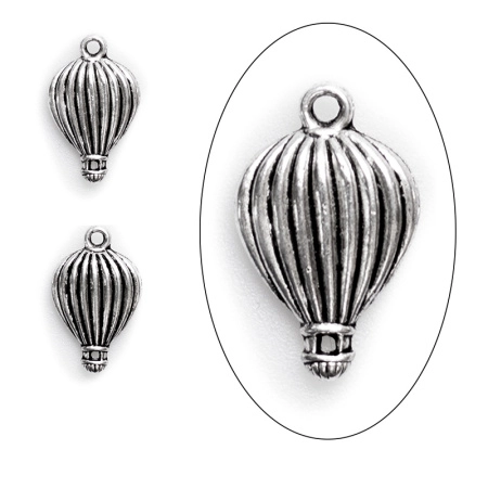 Подвеска, 21х13мм, воздушный шар, базовый материал - цинковый сплав, стиль тибетское серебро, 10 шт.