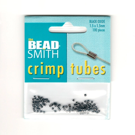 Кримпы, 1.5х1.5мм, Bead Smith, микрокримпы, трубочки, базовый материал - латунь, вороненая сталь, 90-100 шт., УЦЕНКА
