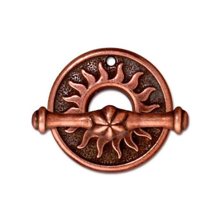 Застежка, 19мм, TierraCast, тогл, Солнышко, базовый материал - оловянный сплав, медное, 1 шт.