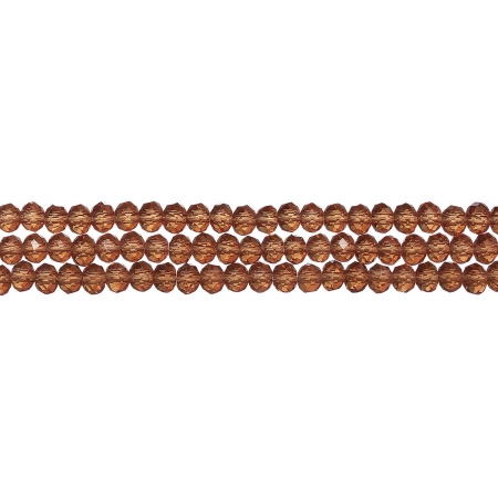 Бусины стеклянные, 4х3.5мм, граненые, рондели, коричневые, 150 шт., низка