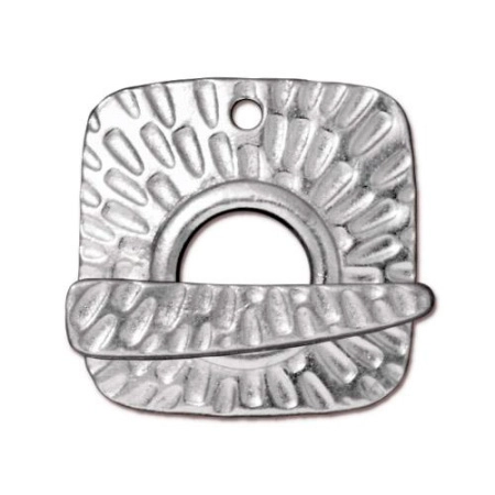 Застежка, 22мм, TierraCast, тогл, квадрат с лучами, базовый материал - оловянный сплав, родий, 1 шт.