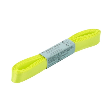 Лента атласная, Gaммa, 12мм, желто-зеленая №057, моток, 5 метров