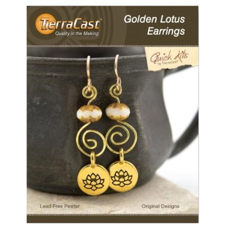 Набор для сборки украшения, 55мм, TierraCast, серьги Golden Lotus, позолоченные Набор для сборки украшения, 55мм, TierraCast, серьги Golden Lotus, позолоченные
