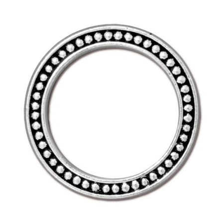 Коннектор, 26мм, TierraCast, кольцо с пупырышками, базовый материал - оловянный сплав, посеребренное с чернением, 1 шт.