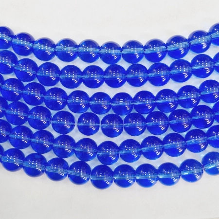 Бусины стеклянные, 8мм, синие, 40 шт., низка