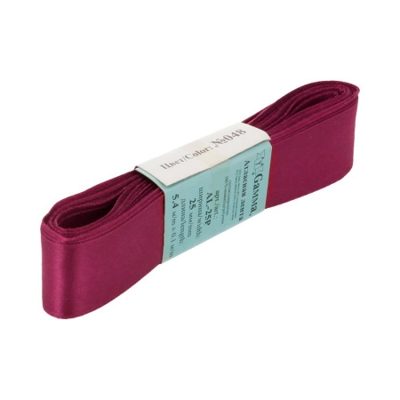 Лента атласная, Gaммa, 25мм, бордовая №048, моток, 5 метров