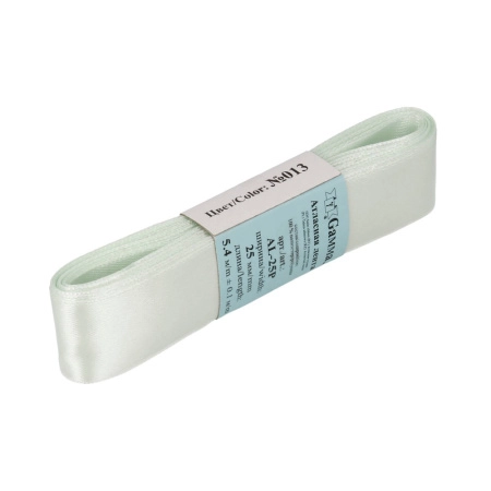 Лента атласная, Gaммa, 25мм, бледно-зеленая №013, моток, 5 метров Лента атласная, Gaммa, 25мм, бледно-зеленая №013, моток, 5 метров