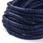 <p>Плоские круглые бусины - чипсы (диски, рондели heishi) ручной работы из полимерной глины (пластики). Бусины могут немного отличаться по форме и размеру. Оттенок может отличаться от фотографии. Цвет: темно-синий, могут быть более матовые, чем на фотографии. Бусины довольно мягкие, гибкие, напоминают каучук (иногда их называют резиновые). Цена за низку длиной около 43 см, около 350-400 бусин.</p>