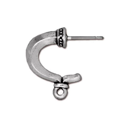 Пусеты, 19х16мм, TierraCast, Греческая петля с петелькой, базовый материал - титан/пьютер, посеребренные с чернением, пара