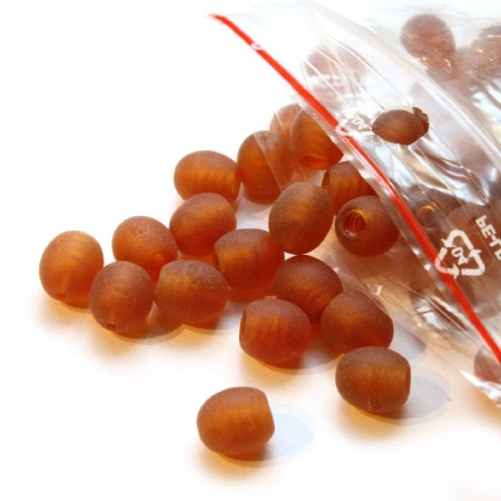 Застежка-концевик, 16х7мм, закручивающийся бочонок, базовый материал - пластик, янтарного цвета, матовый, 2 шт.