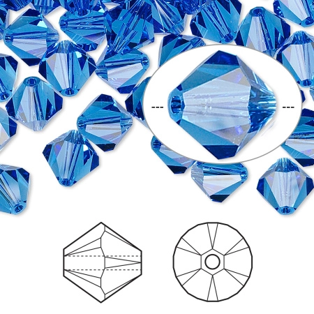Бусина Swarovski, 8мм, Биконус (#5328), сапфир (цвет 206), 1 шт. Бусина Swarovski, 8мм, Биконус (#5328), сапфир (цвет 206), 1 шт.