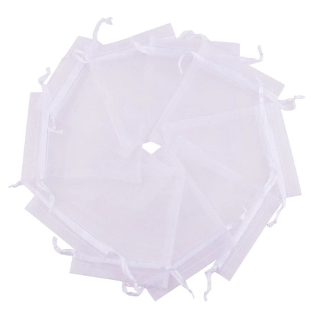 Мешочек из органзы, 15х10см, белый с белой ленточкой, 10 шт.