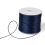<p>Тонкий плетеный вощеный синтетический (полиэстеровый) шнур, цвет тёмно-синий. Толщина может немного отличаться от заявленной. К этому шнуру лучше брать концевики с внутренним диаметром 0.9-1 мм - в меньший концевик шнур может быть сложно вставить из-за распушенного кончика. Оттенок может отличаться от фотографии. По возможности, продается цельным куском, однако, может поставляться несколькими отрезами. Цена за 10 метров. </p>